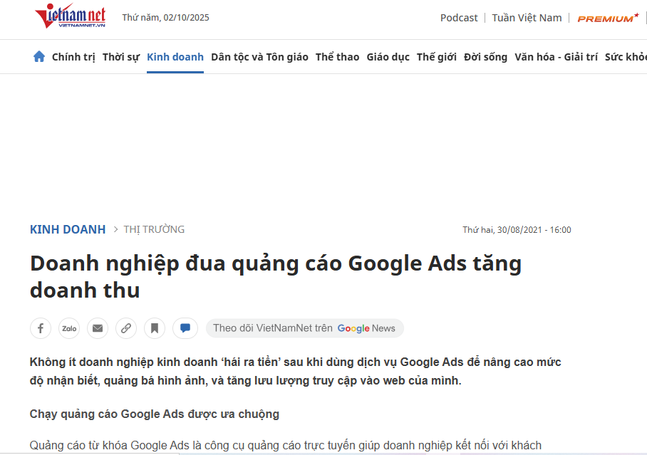 quảng cáo trên google